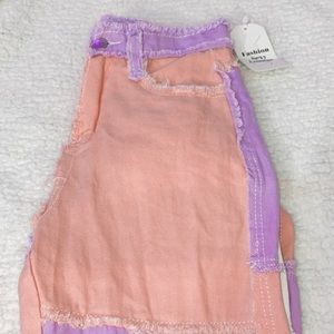 pink purple white pants